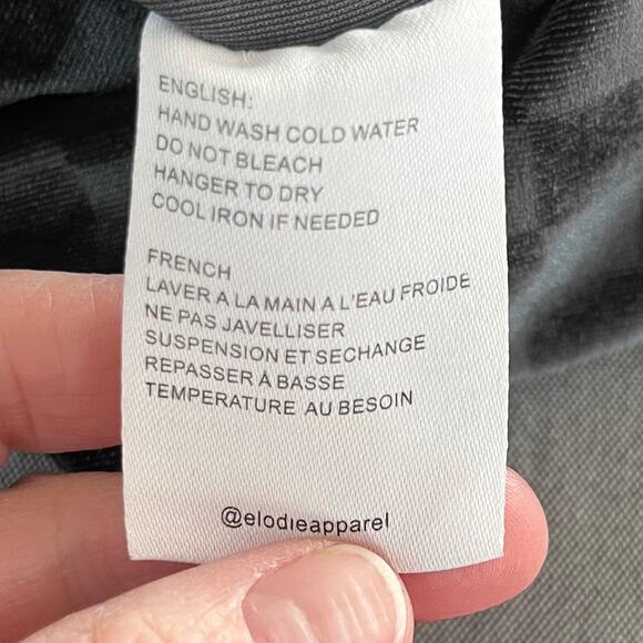 Elodie Dark Gray Pullover Velvet Checkered Spaghetti V-Neck Mini Dress Medium - Picture 11 of 13